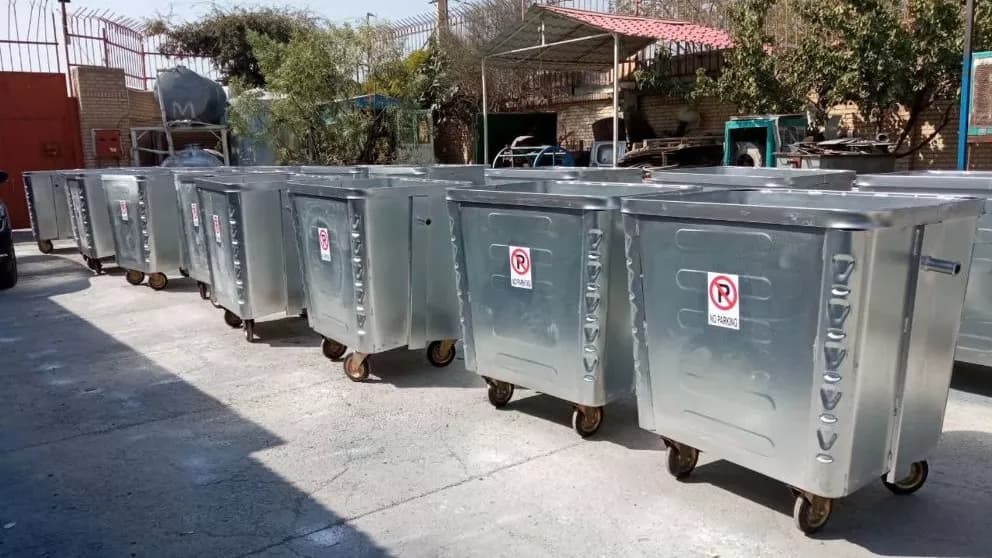 سطل زباله فلزی مکانیزه مکعب